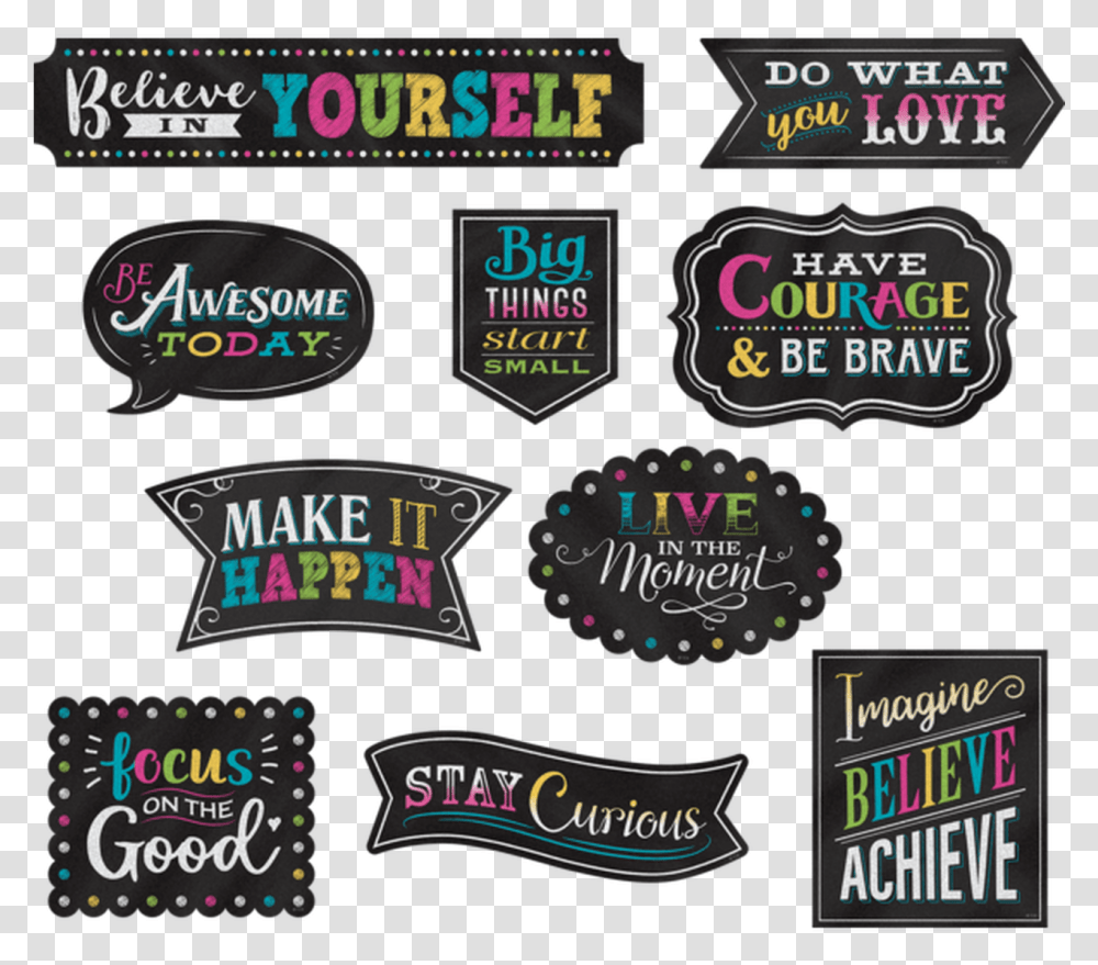 Clingy Thingies Chalkboard Brights Positive Sayings Accents Chalkboard Brights, Logo, Symbol, Trademark, Text Transparent Png