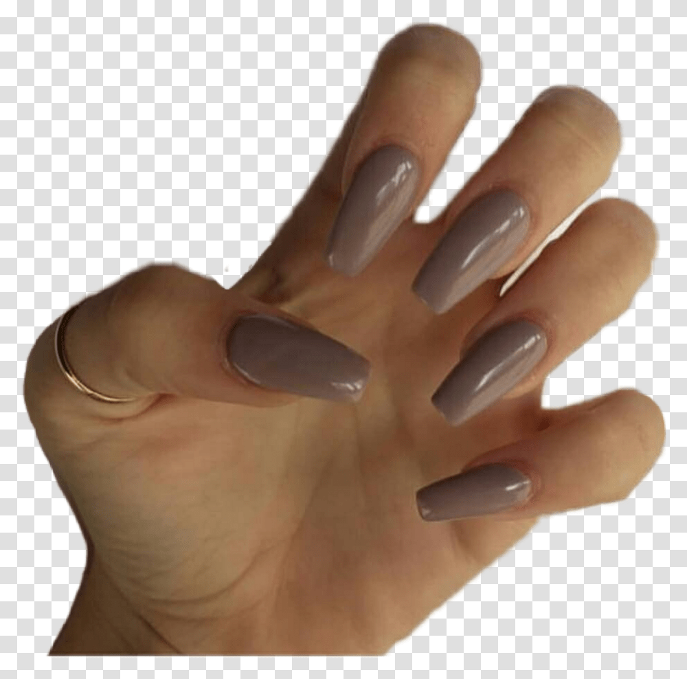 Clip Art Aesthetic Nails Purple Grey Acrylic Nails, Person, Human, Hand, Manicure Transparent Png
