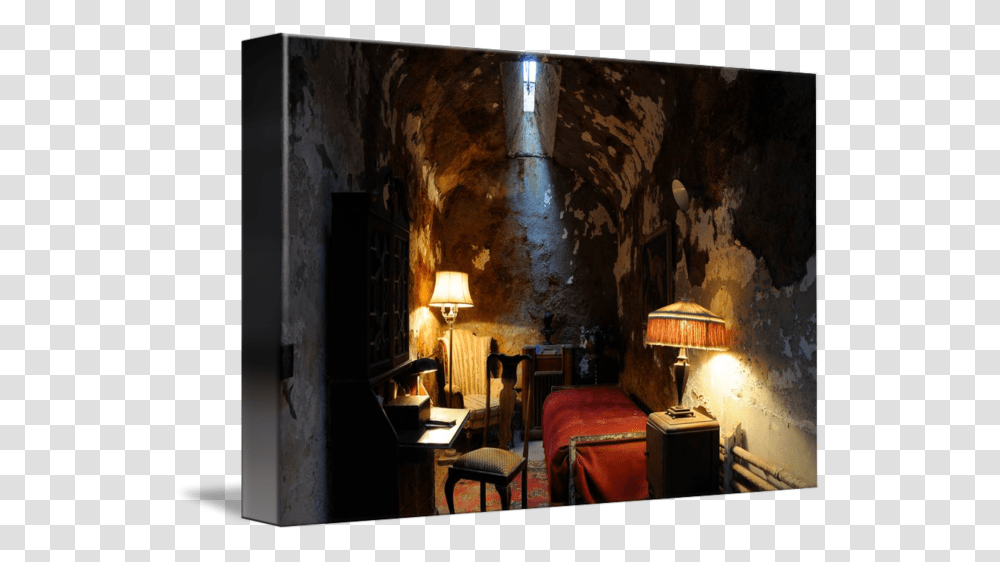 Clip Art Al Capone Jail Cell Eastern State Penitentiary, Table Lamp, Chair, Furniture, Painting Transparent Png