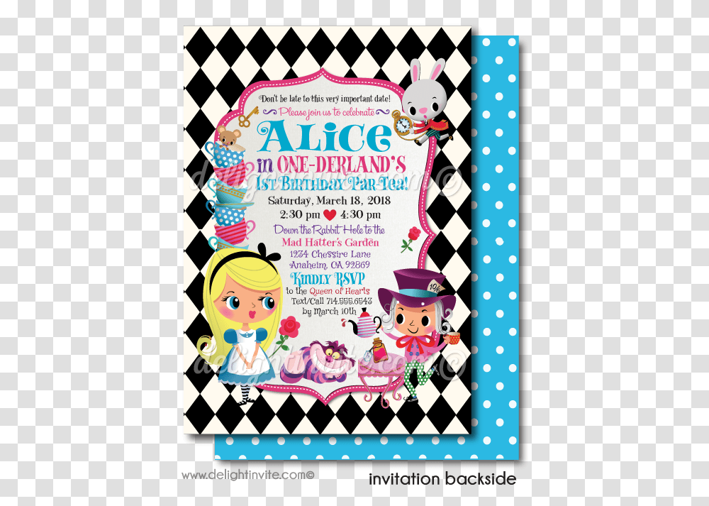 Clip Art Alice In Onederland St Mad Hatter Tea Party Invitations, Poster, Advertisement, Flyer, Paper Transparent Png