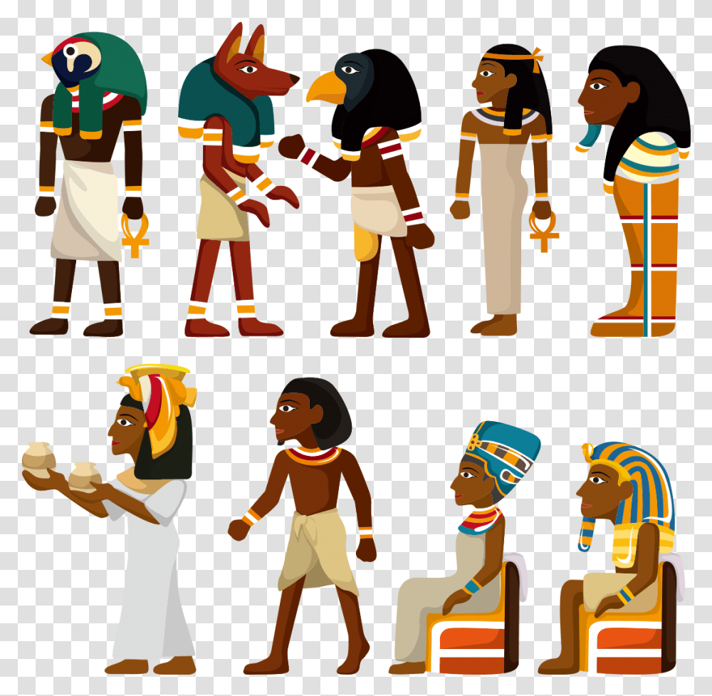 Clip Art Ancient Egyptian Cartoon Pharaoh Vector, Person, Crowd, People, Fireman Transparent Png