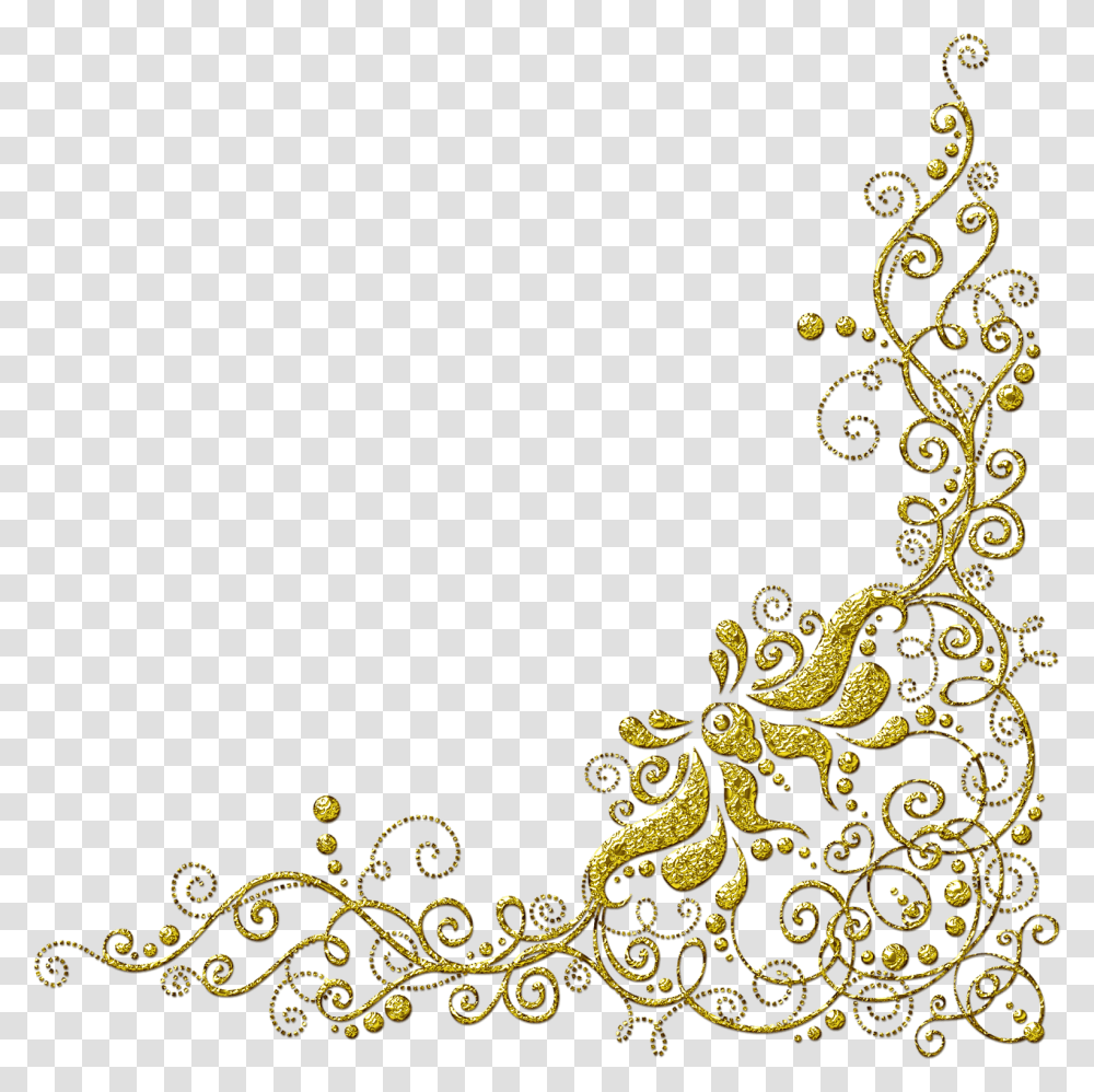 Clip Art Arabesco Floral Dourado Moldura Dourada Arabescos, Floral Design, Pattern Transparent Png