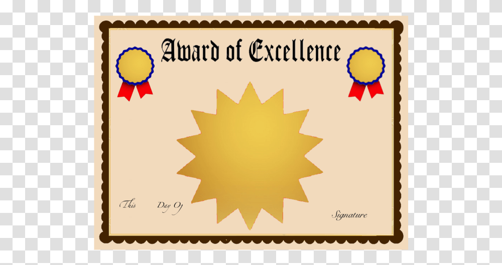 Clip Art Award Templates Free Award Of Excellence Certificate Template Free, Outdoors, Leaf, Plant Transparent Png