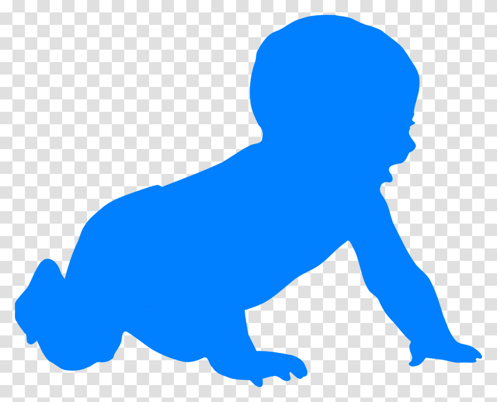 Clip Art Baby Black And White, Person, Human, Silhouette, Crawling Transparent Png