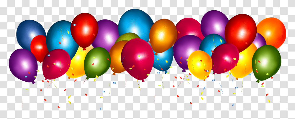 Clip Art Balloons Banner Free Happy Birthday Balloons And Confetti Transparent Png