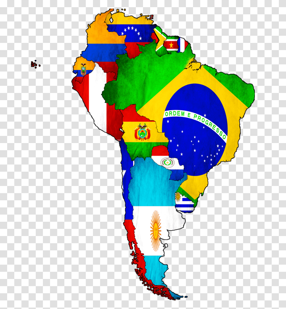 Clip Art Bandeiras America Do Sul South America Continent With Flags, Plot, Poster, Advertisement Transparent Png