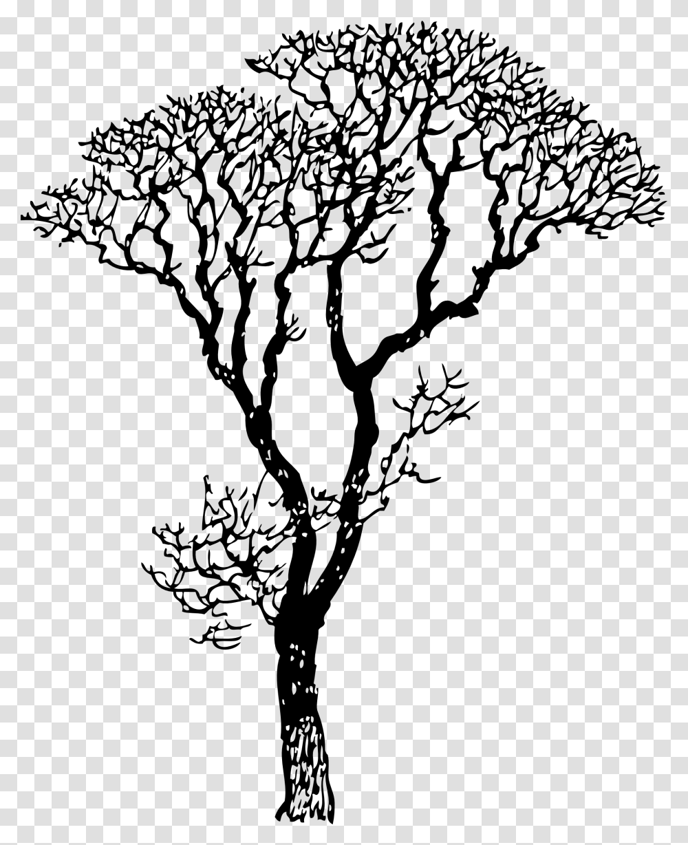 Clip Art Bare Tree Black And Tree Black And White, Plant, Stencil, Cross Transparent Png
