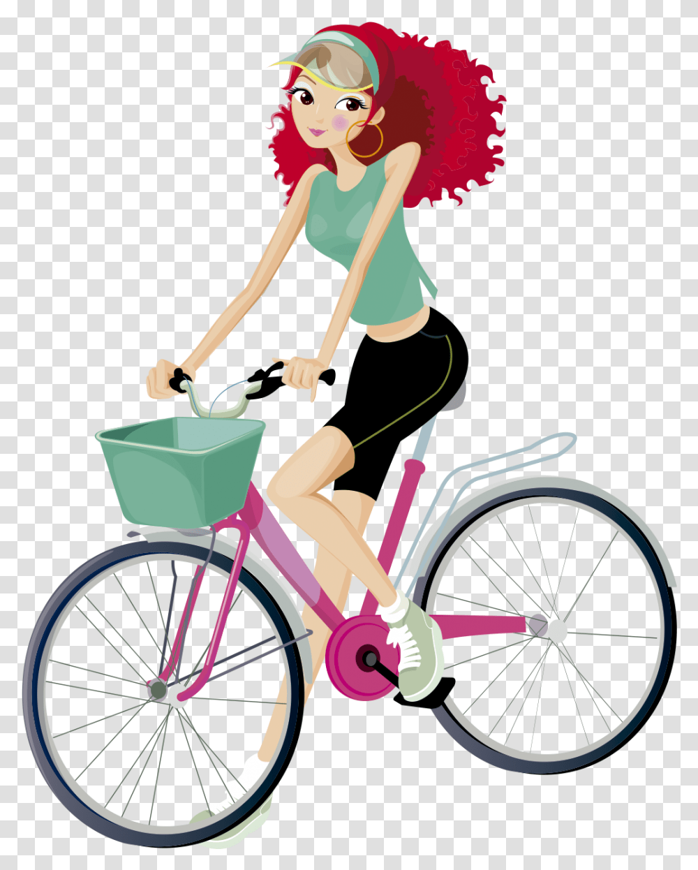Clip Art Bicicleta Desenho Retro Fashion Girl Vector, Bicycle, Vehicle, Transportation, Bike Transparent Png