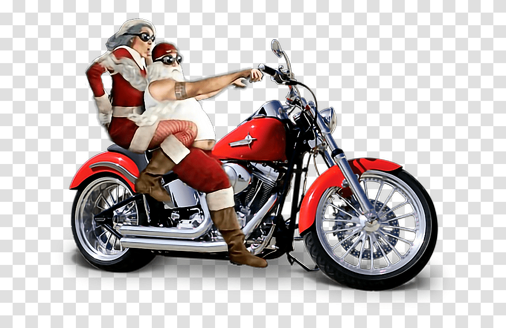 Clip Art Biker Santa Santa Biker, Motorcycle, Vehicle, Transportation, Person Transparent Png