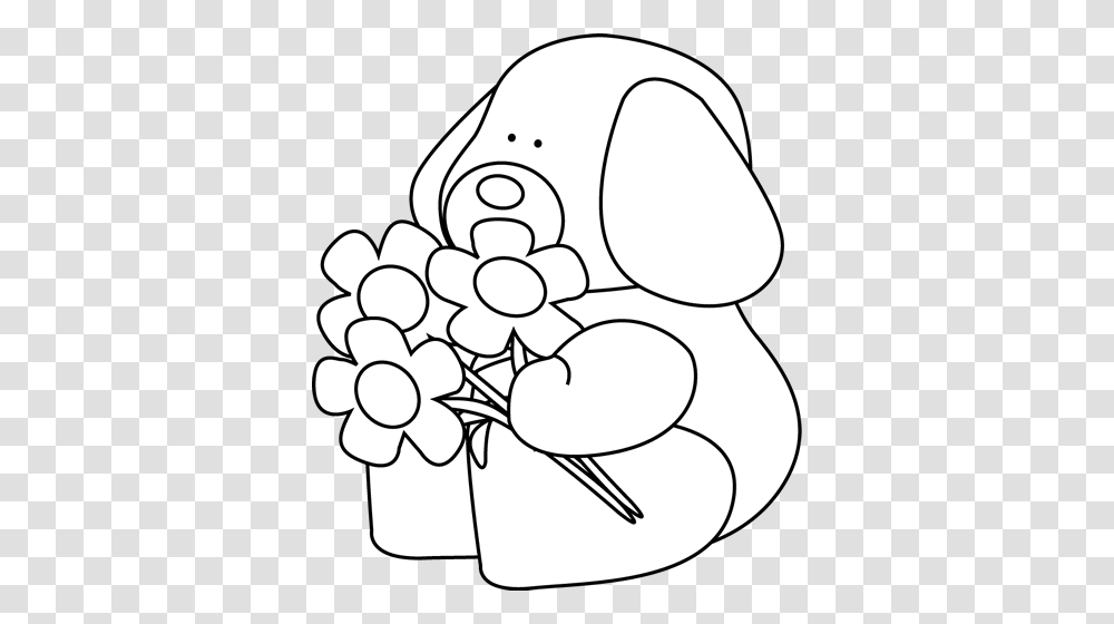 Clip Art Black And White Black And White Valentines Day Dog, Doodle, Drawing, Plant, Food Transparent Png