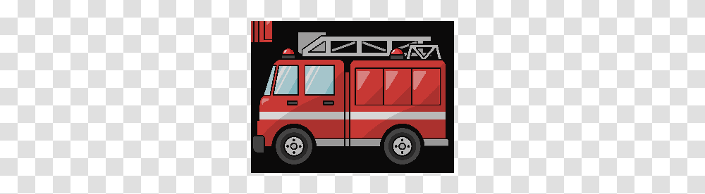 Clip Art Black And White Clipart Of A Trash Of Toys On A Country, Fire Truck, Vehicle, Transportation, Fire Department Transparent Png