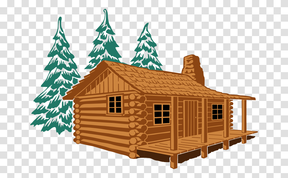 Clip Art Black And White Log Cabin Clipart, Housing, Building, House, Christmas Tree Transparent Png