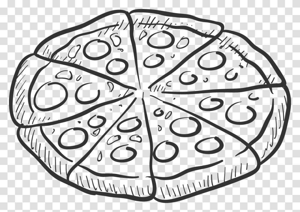 Clip Art Black And White Pizza Clip Art Pizzas Black And White, Drawing, Doodle, Meal, Food Transparent Png
