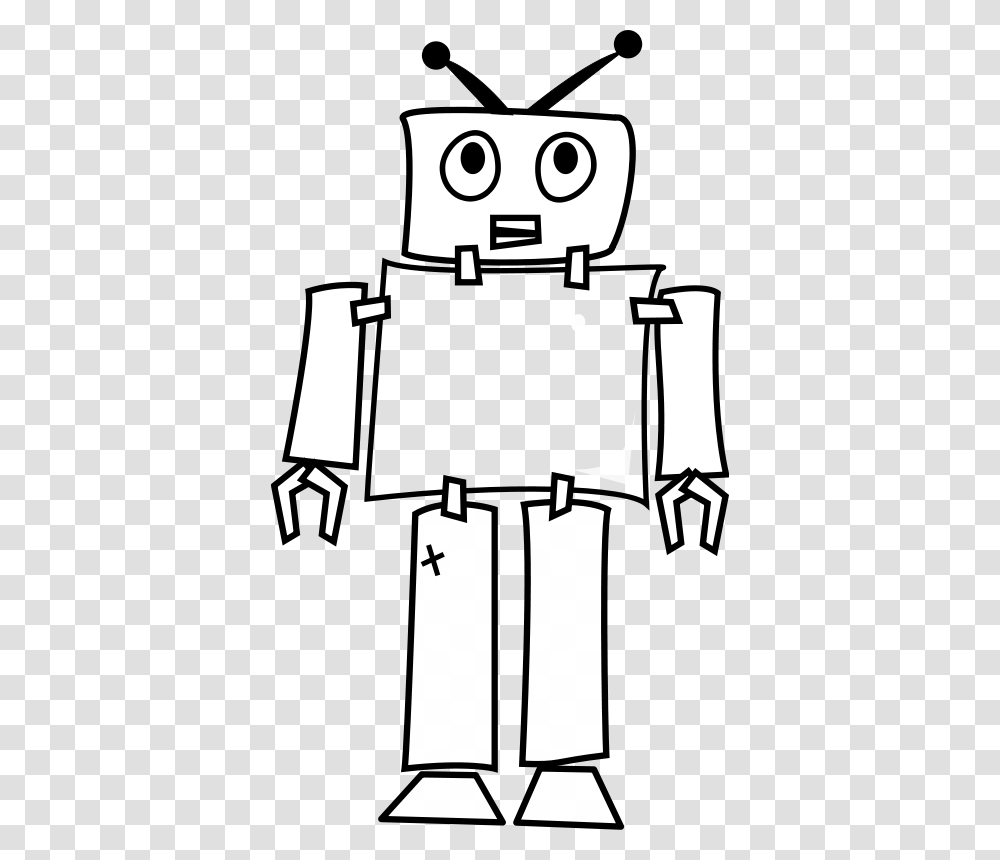 Clip Art Black And White Robot, Stencil, Cross Transparent Png