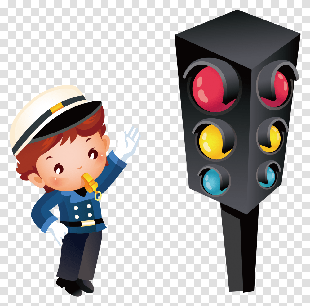 Clip Art Black And White Traffic Traffic Light And Police, Person, Human Transparent Png