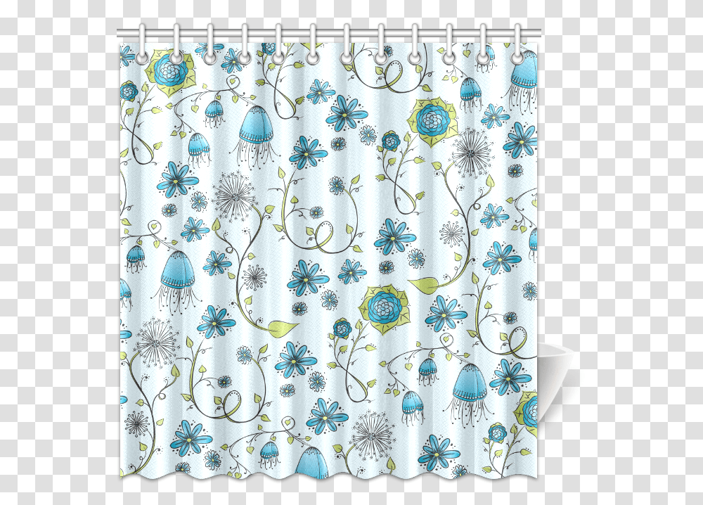 Clip Art Blue Flowers X Zandiepants Blue Flower Shower Stall Curtain, Rug, Shower Curtain Transparent Png