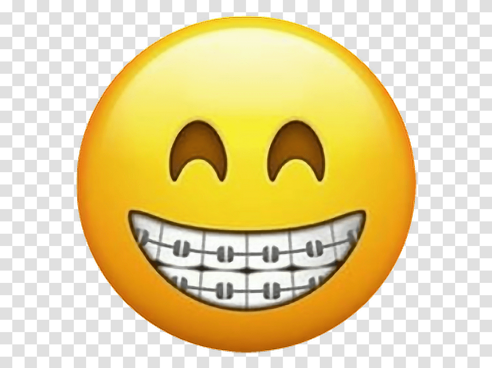 Clip Art Brace Smiley Face Braces Emoji, Helmet, Apparel, Pac Man Transparent Png