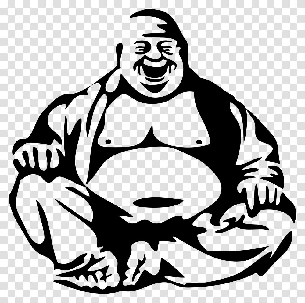 Clip Art Buddha Big Image Laughing Buddha Black And White, Gray, World Of Warcraft Transparent Png