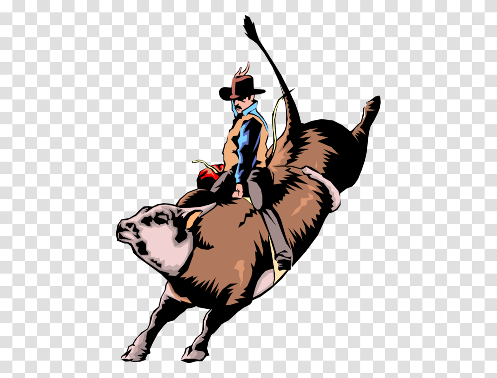 Clip Art Bull Riding Illustration Rodeo Image Bull Riding Clip Art, Person, Animal, Mammal, Leisure Activities Transparent Png