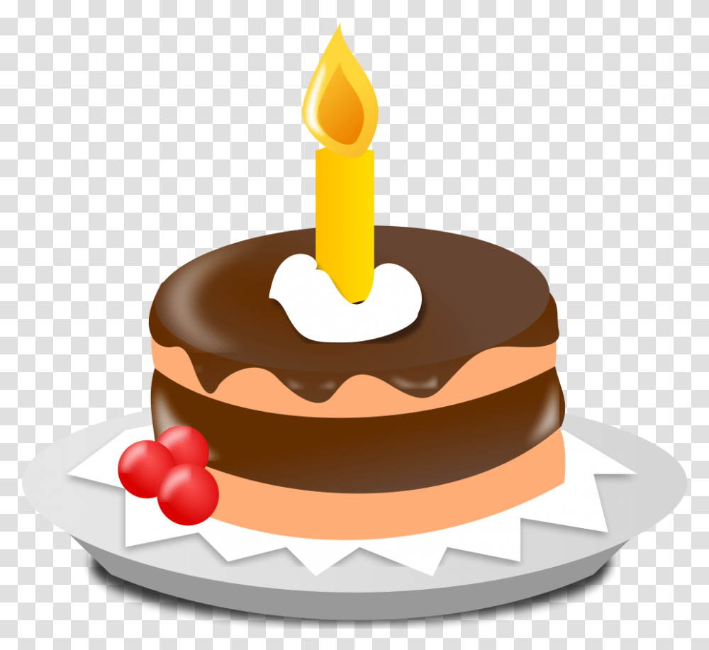 Clip Art Cake One Candle Birthday Cake Download Birthday Cake Clip Art, Dessert, Food, Icing, Cream Transparent Png
