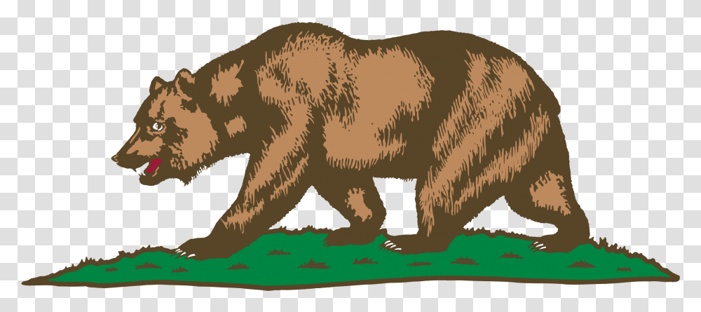 Clip Art California Flag Black And White California Bear On Flag, Wildlife, Animal, Mammal, Brown Bear Transparent Png