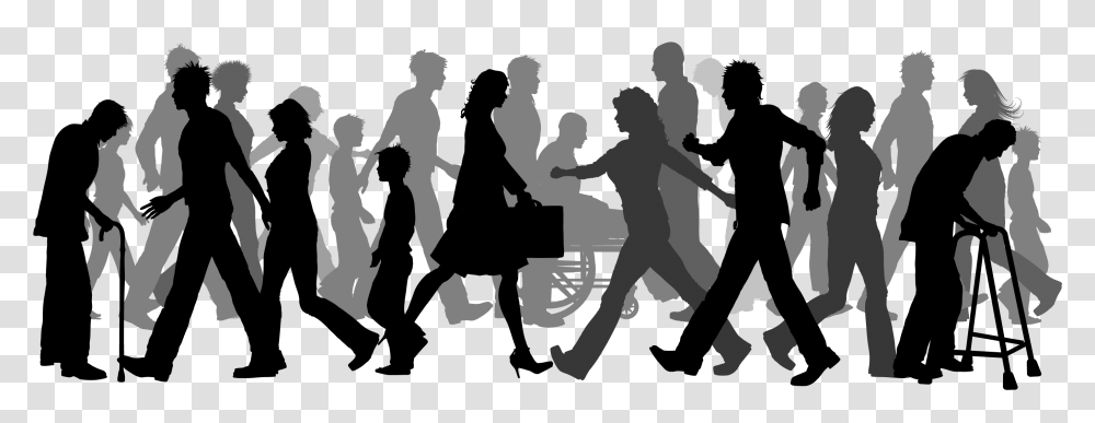 Clip Art Cartoon Crowd Of People Walking, Person, Audience, Silhouette, Lecture Transparent Png