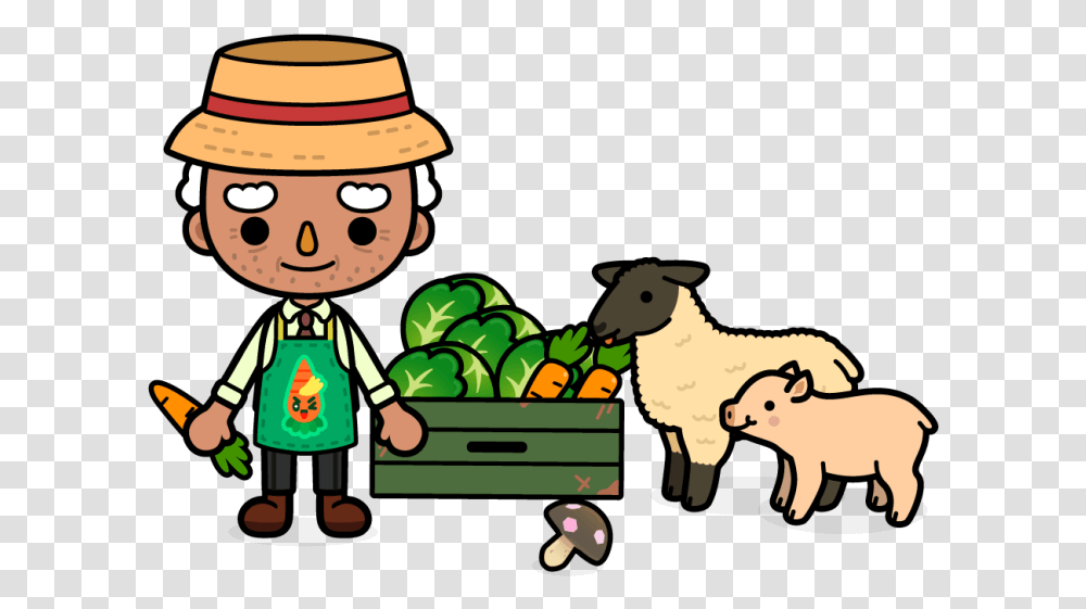 Clip Art Cartoon For Farming Cartoon, Plant, Hat, Person, Food Transparent Png