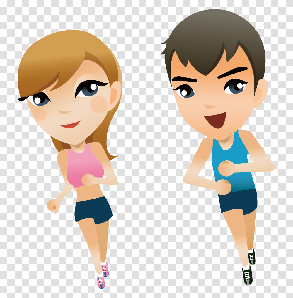 Clip Art Cartoon Jogging Running Boy Cartoon, Person, Female, Girl, Kid Transparent Png