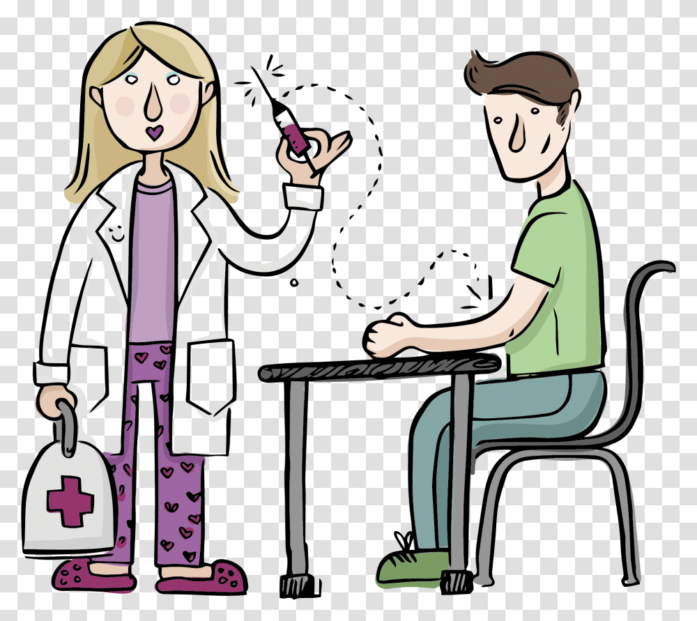 Clip Art Cartoon Picture Of Doctor And Patient Caricatura Medico Y Paciente, Sitting, Dentist Transparent Png