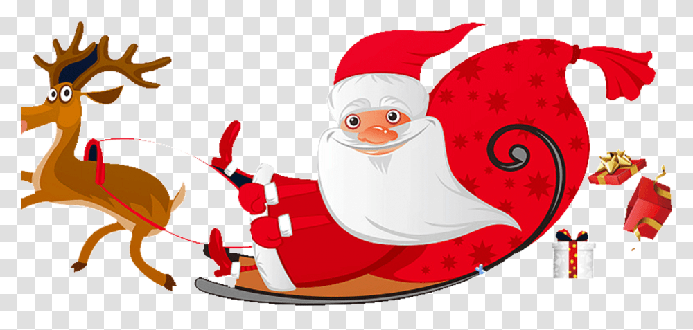Clip Art Cartoon Santas Sleigh Christmas Cartoon Santa And Reindeer, Elf, Photography, Snow, Outdoors Transparent Png