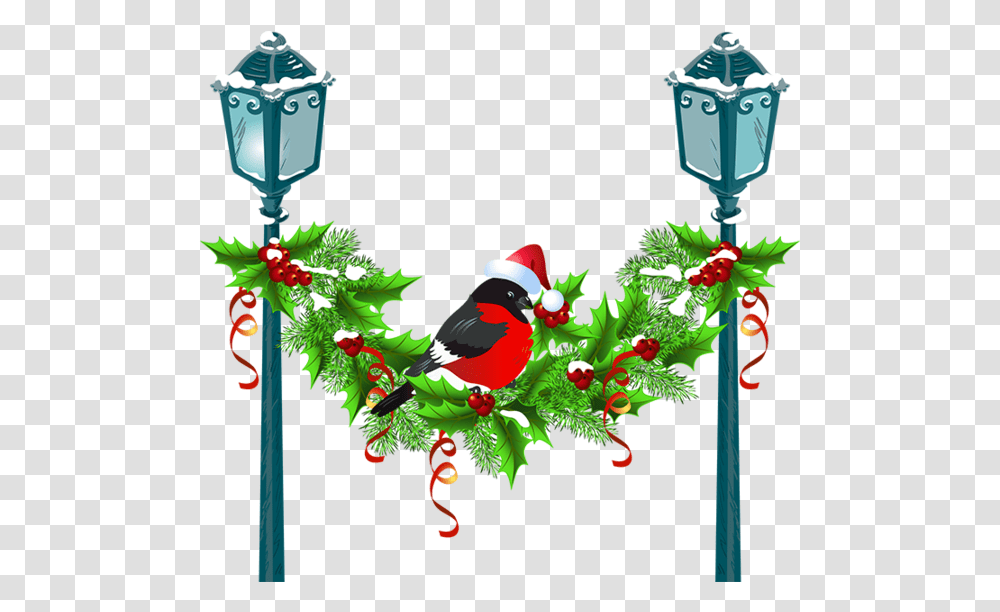 Clip Art Christmas Garland Tree Branch, Lamp Post, Plant, Symbol, Bird Transparent Png