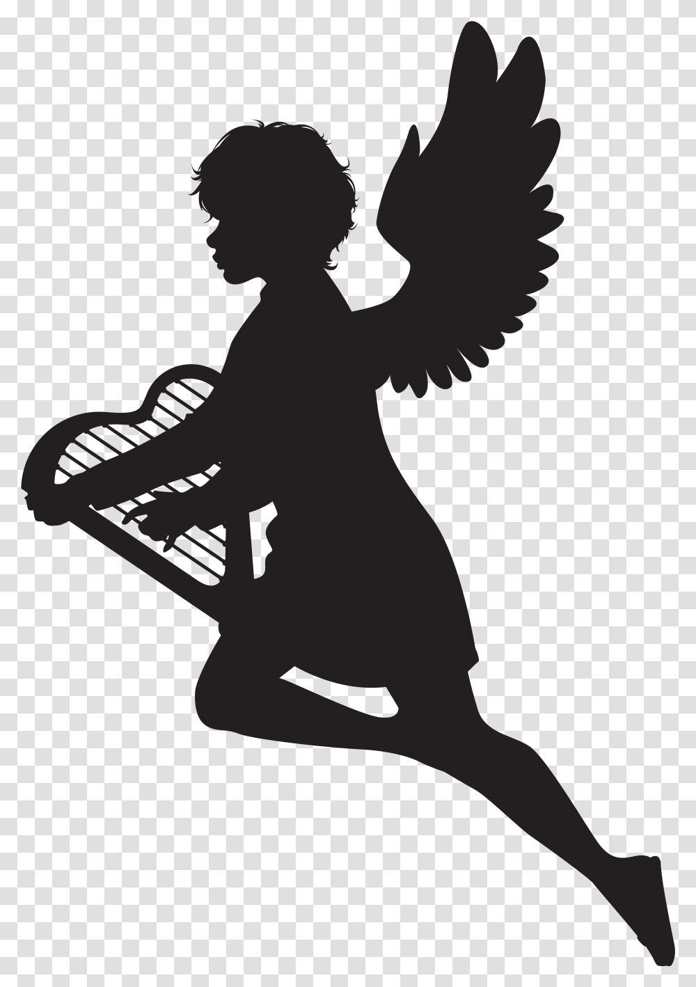 Clip Art Clip Black And Angel Silhouette, Person, Human, Cupid, Kneeling Transparent Png