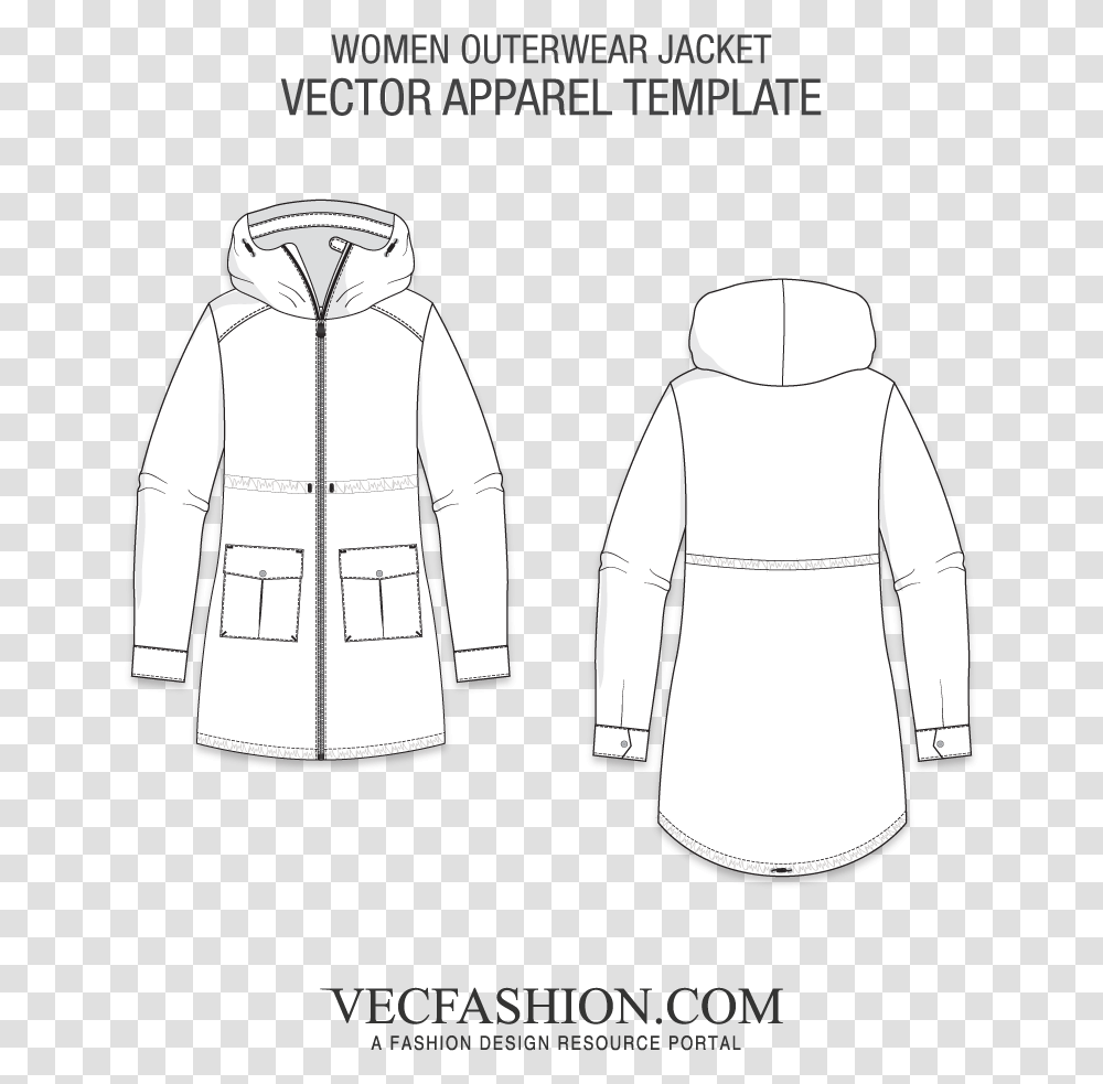 Clip Art Coats Jackets Vecfashion Women Cargo Pants Template, Apparel, Overcoat, Robe Transparent Png