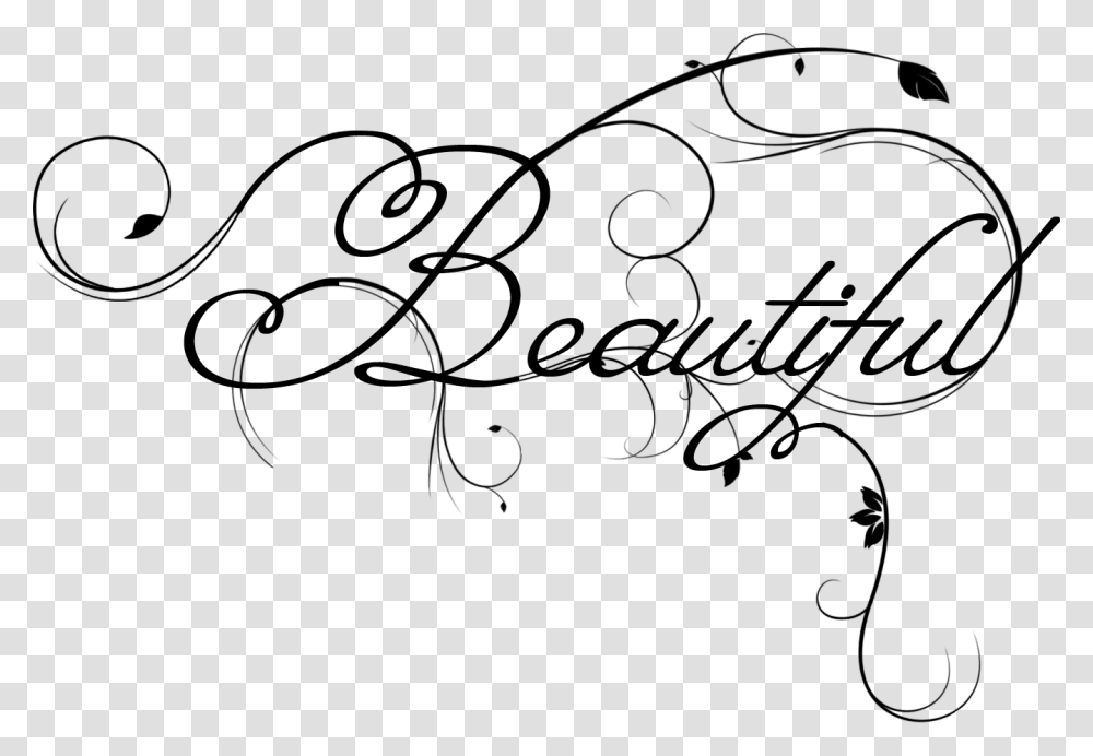Clip Art Collection Of Free Calligraphy Draw The Word Beautiful, Stencil, Silhouette, Urban Transparent Png