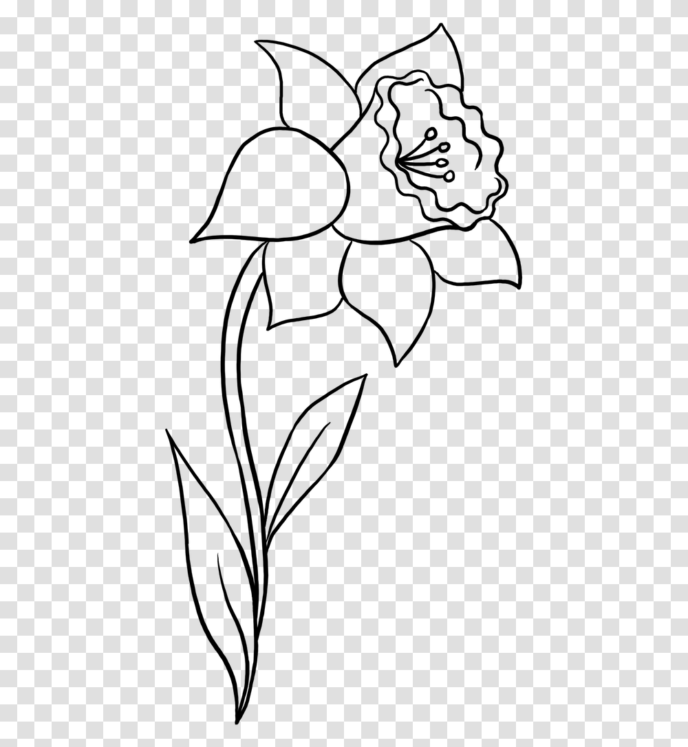 Clip Art Collection Of Free Daffodil Simple Easy Daffodil Drawing, Gray, World Of Warcraft Transparent Png