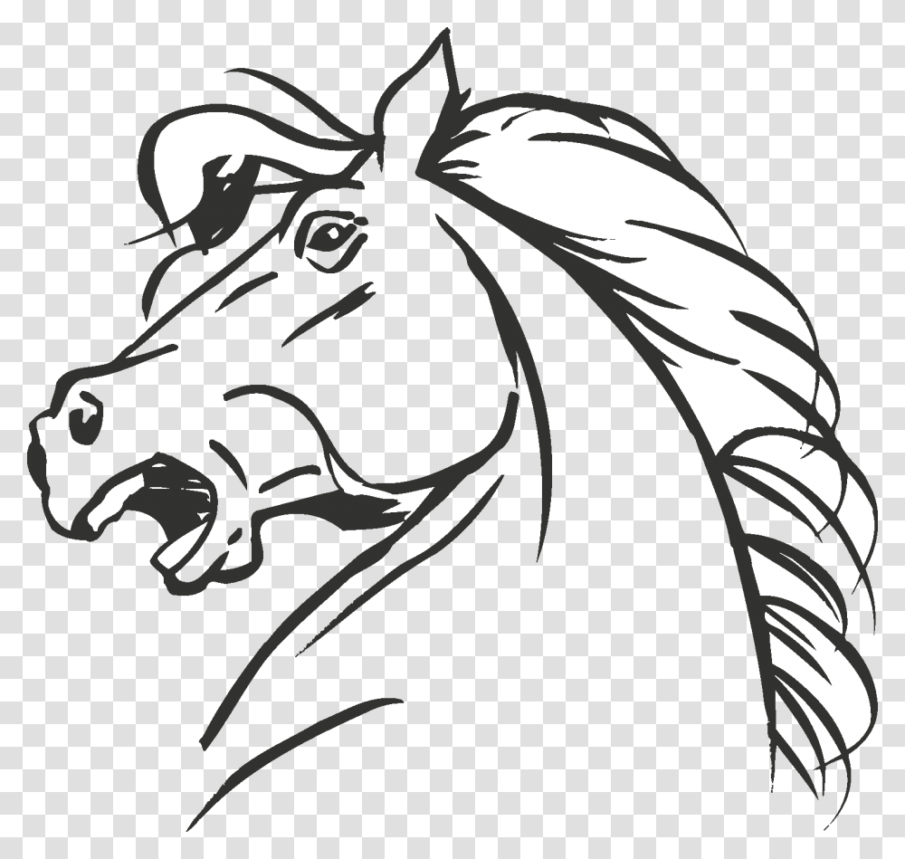 Clip Art Collection Of Free Drawing Coloring In Horse Head, Sketch, Mammal, Animal, Doodle Transparent Png
