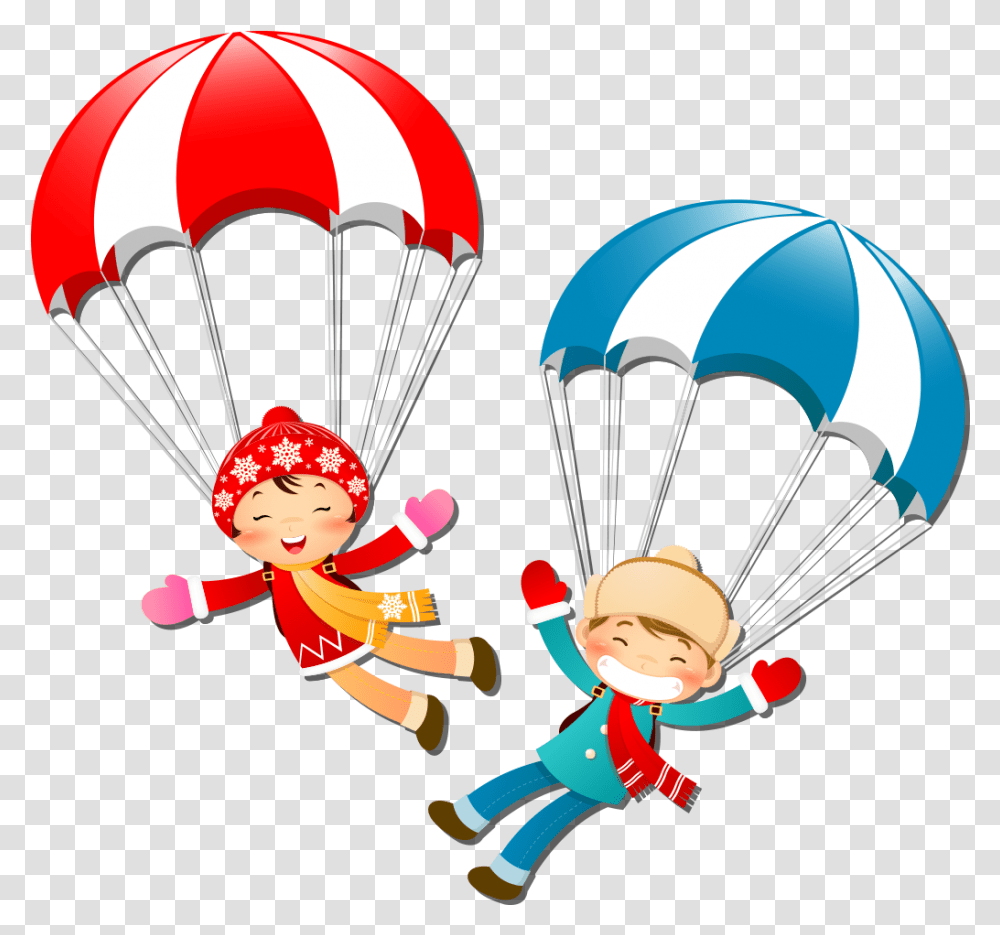 Clip Art Collection Of Free Drawing Parachute Cartoon, Person, Human, Balloon Transparent Png
