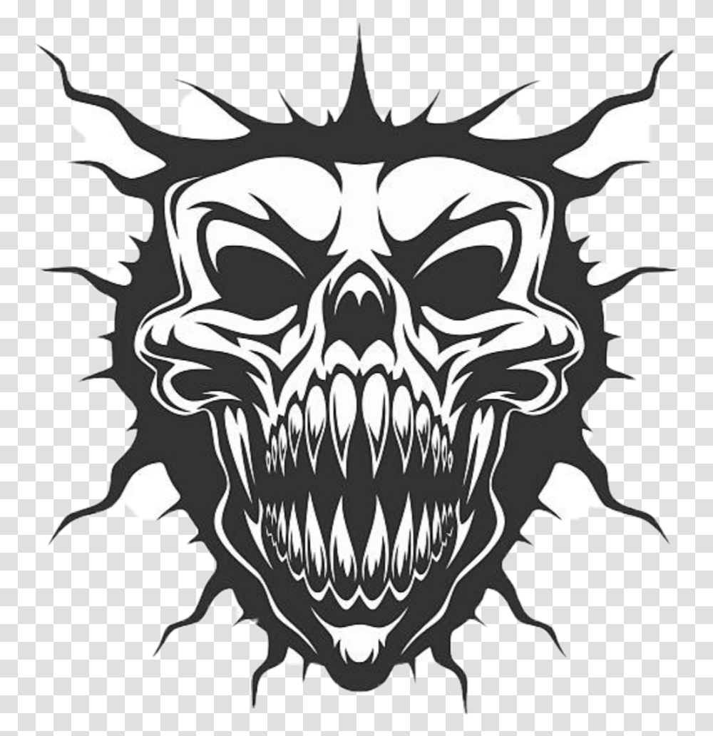 Clip Art Collection Of Free Skull Devil Skull Logo, Stencil, Emblem, Painting Transparent Png