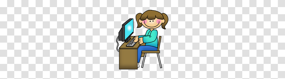 Clip Art Computer Student Using Vector Image, Word, Furniture, Electronics, Video Gaming Transparent Png