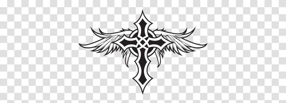 Clip Art Cross With Angel Wings Cool Tribal Cross Designs Transparent Png