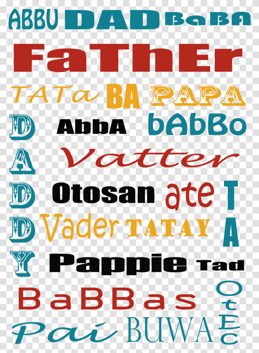 Clip Art Dad In Different Languages Total Equine, Alphabet, Word, Handwriting Transparent Png
