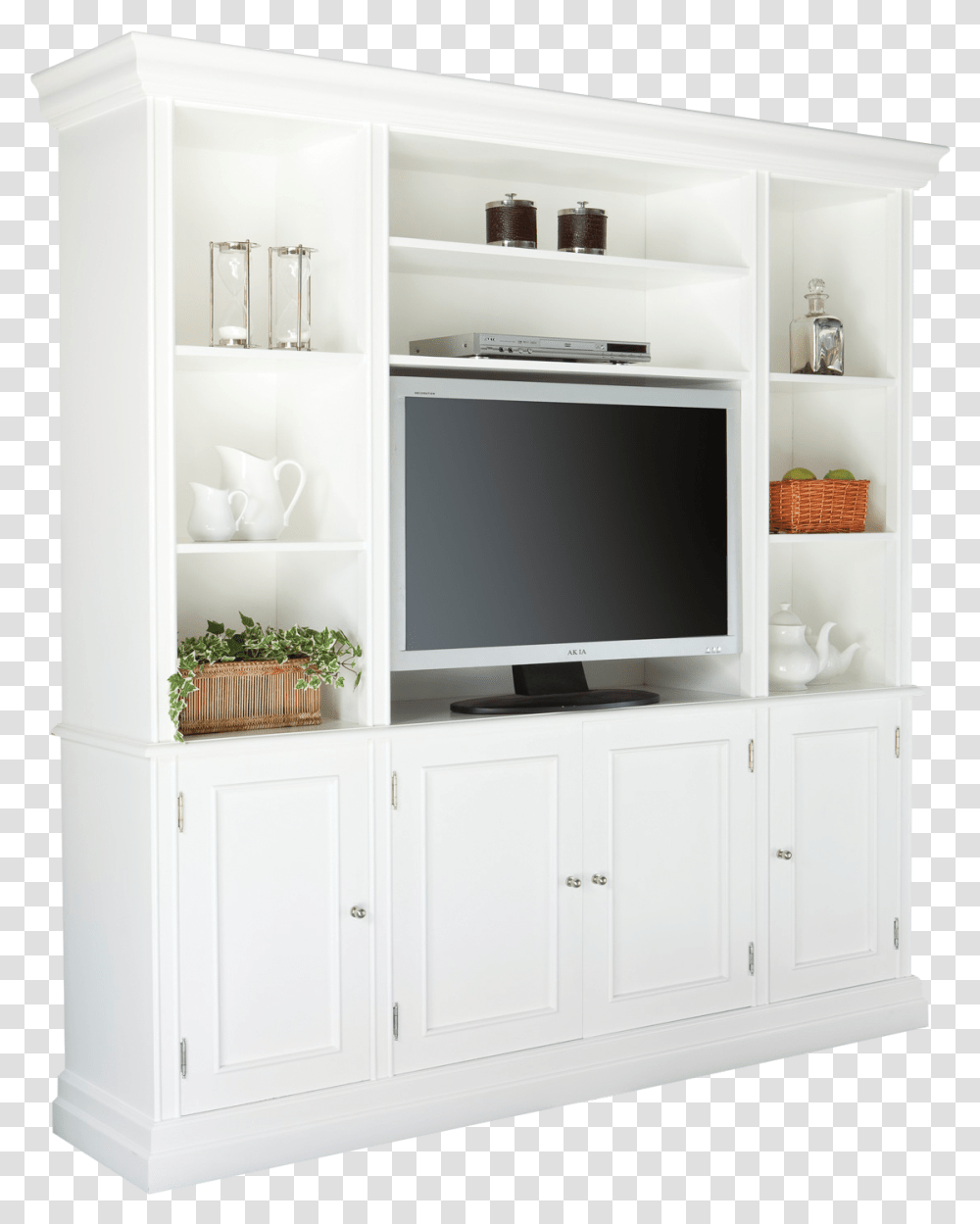 Clip Art Davenport Wall Unit White Television, Furniture, Monitor, Screen, Electronics Transparent Png