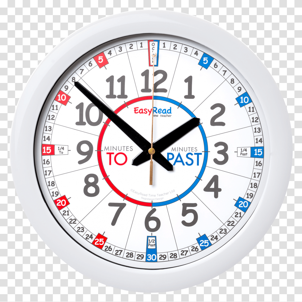 Clip Art Easyread Time Teacher Past Clock Display With Minutes, Analog Clock, Clock Tower, Architecture, Building Transparent Png