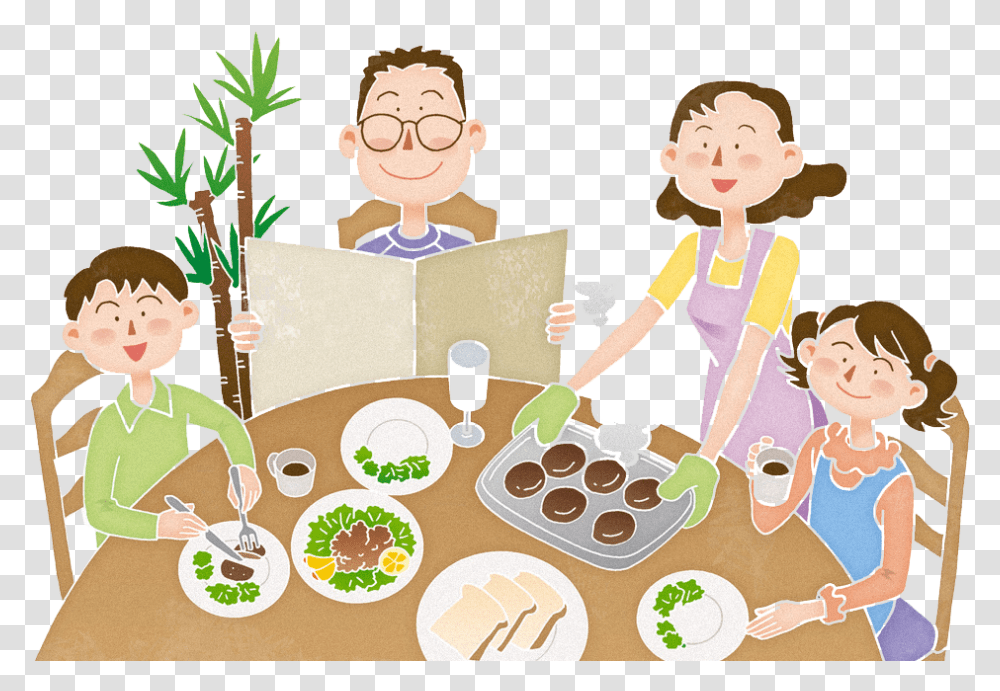 Clip Art Family Meal Clipart Family At Breakfast Clipart, Person, Doodle, Drawing, Food Transparent Png