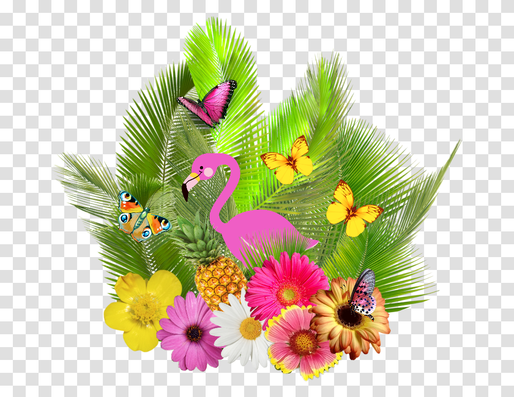 Clip Art Flamingo E Abacaxi, Floral Design, Pattern, Plant Transparent Png