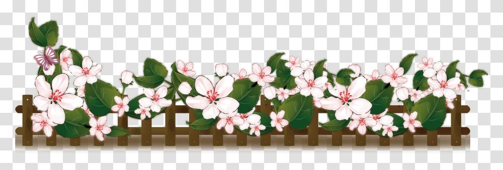 Clip Art Flower Fence Flowers Fence, Plant, Blossom, Cherry Blossom, Geranium Transparent Png