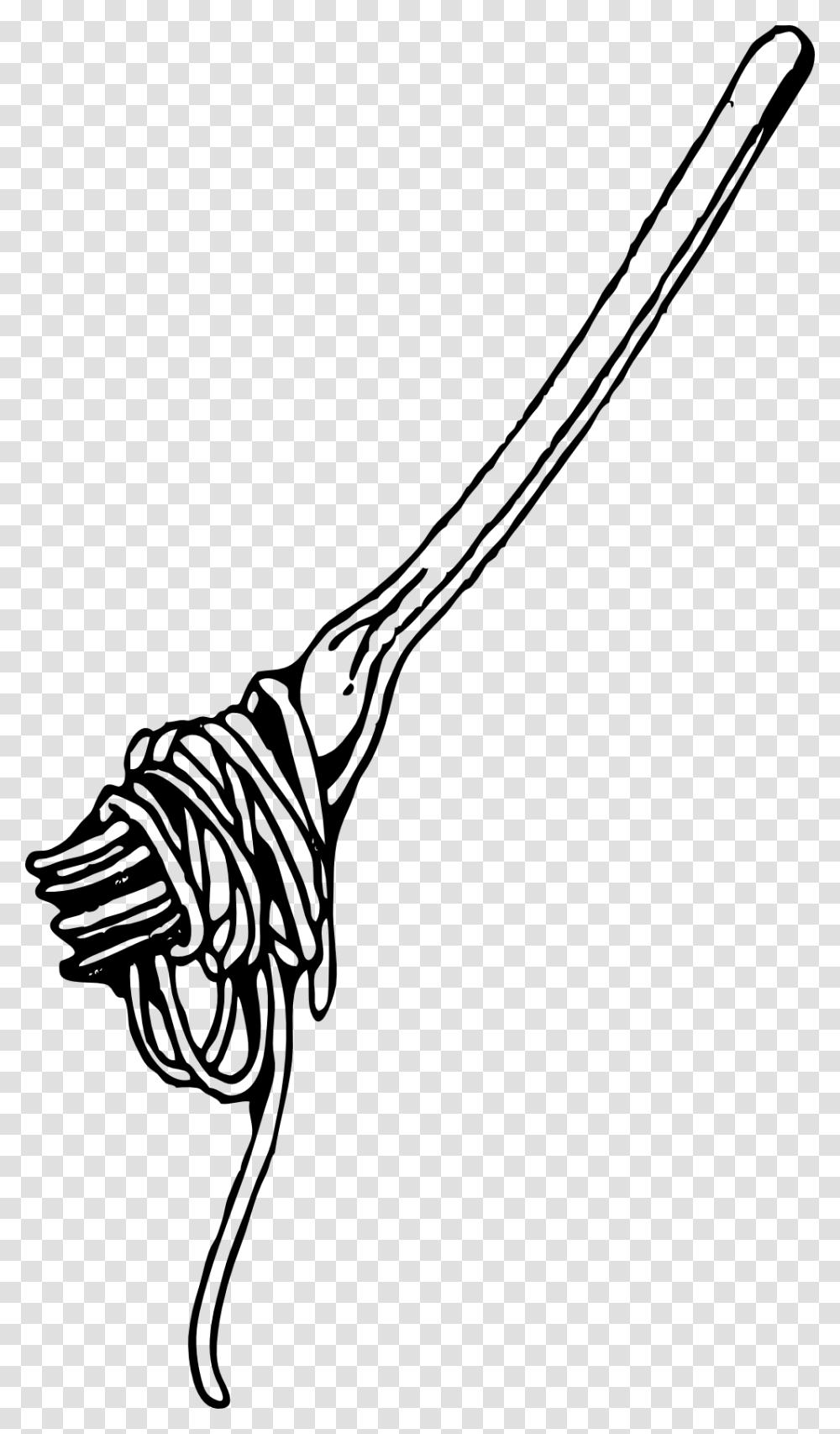 Clip Art Fork With Spaghetti Black White Line, Knot, Cutlery, Rope Transparent Png