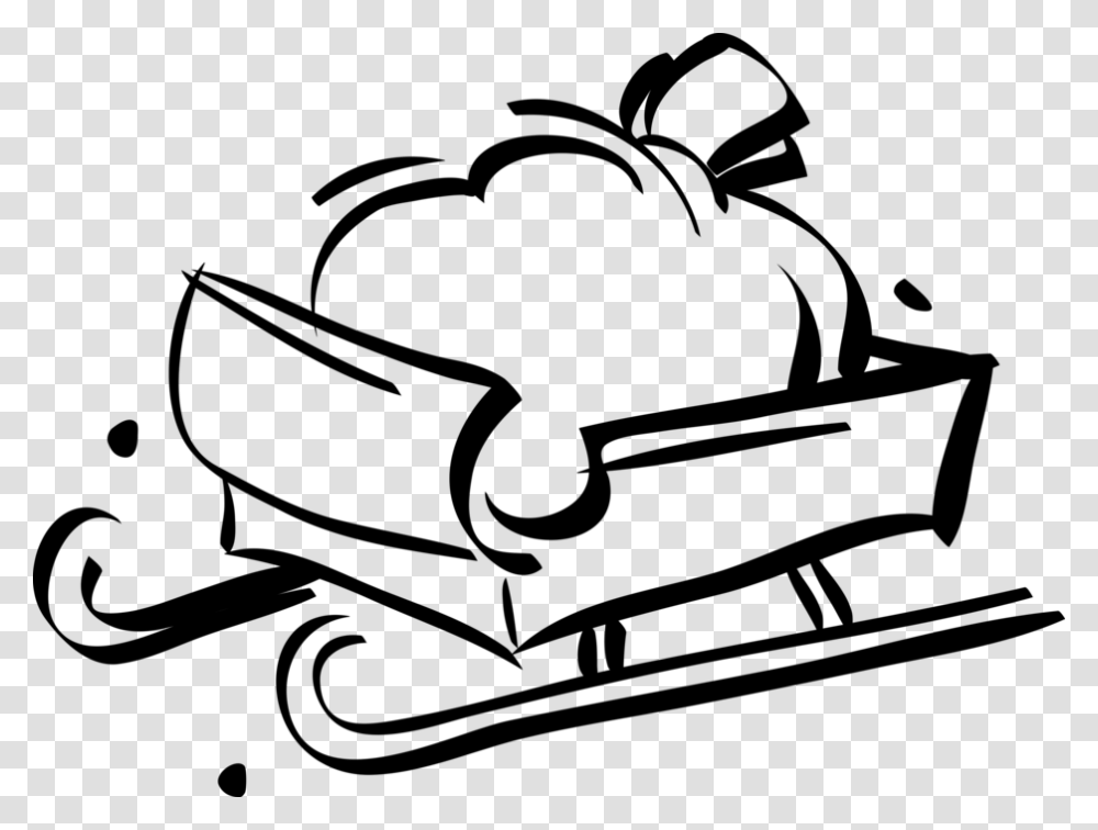 Clip Art Free Library Christmas Toys On Sleigh Image Sleigh Christmas Clipart Black And White, Gray, World Of Warcraft Transparent Png