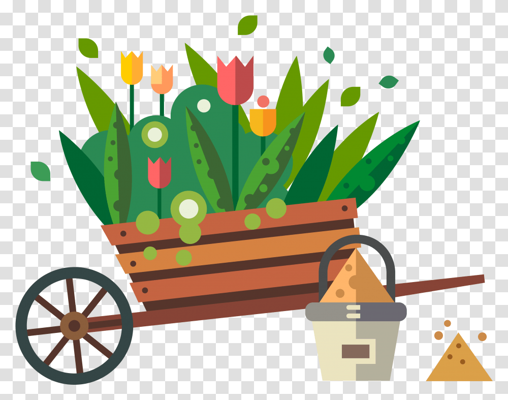 Clip Art Free Stock Garden Shipping Flowers Transprent Flat Garden Vector, Plant, Blossom, Graphics, Flower Bouquet Transparent Png