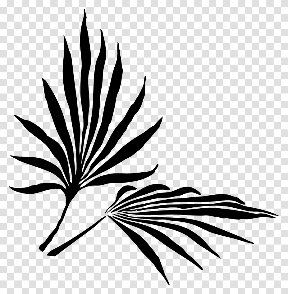 Clip Art Fronds Silhouette Black White Line Art, Stencil, Floral Design, Pattern Transparent Png